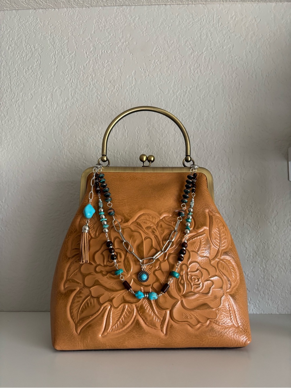 Western Turquoise Bag Chain Charm | Handmade Boho Purse Jewelry
